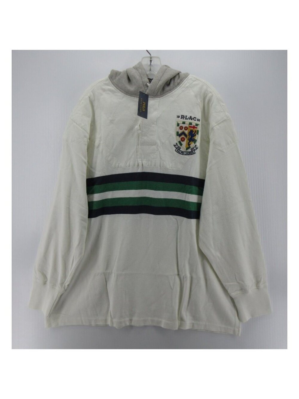 Polo Ralph Lauren Sweatshirt 2XB Rugby Henley Crest Striped Hoodie